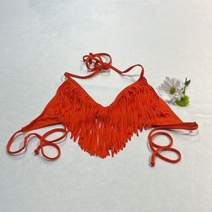 L⭐️SPACE Sensual Solids Audrey Straight Fringe Bikini Top Paprika